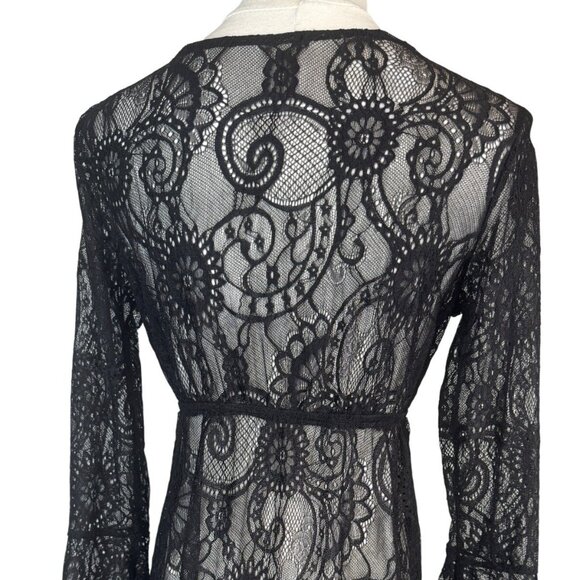 NEW Boho Gypsy Medium Beach Goddess Swim Cover Up Black - Picture 8 of 11